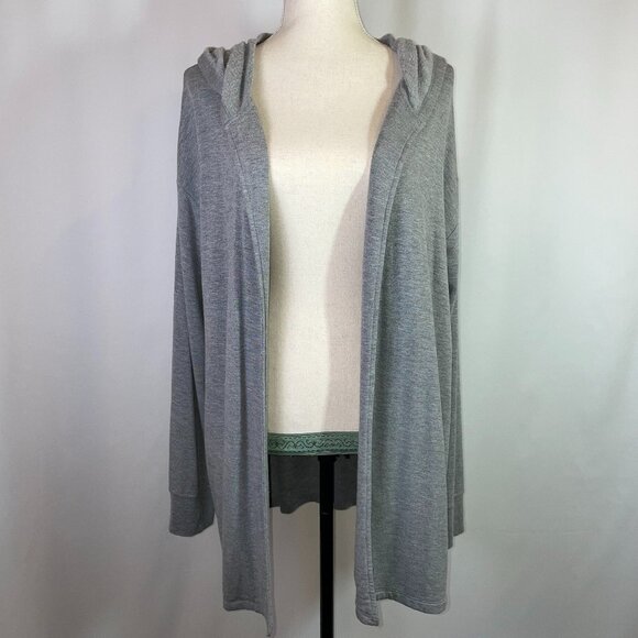 Threads 4 Thought Cardigan Size L Hooded Open Front Pockets Thumbholes Fleece - Picture 1 of 9